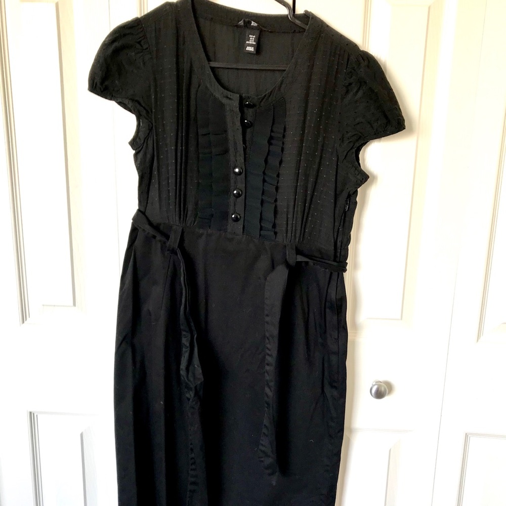 H & M Black office ruffle dress